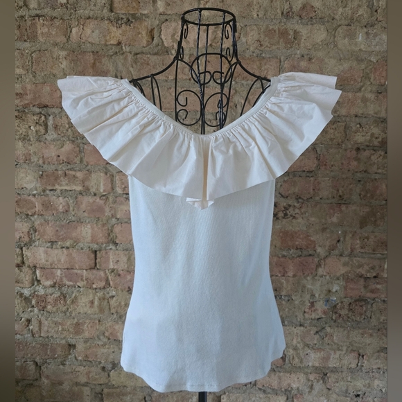 🕊 Maeve by Anthropologie Cream Ruffled Blouse - Picture 9 of 11